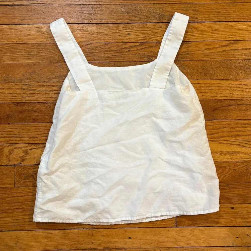 J.Crew Factory White Linen-blend Squareneck Tank Top - Picture 8 of 11